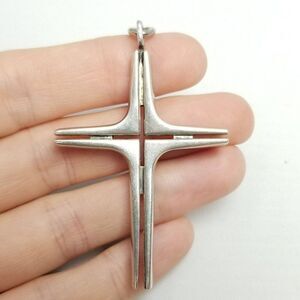 Vintage Sterling Silver Cross Pendant Signed S. Kirk And Son, Modernist Style